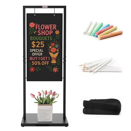 TOWON 20''x47'' Weatherproof Chalkboard Double-Sided, Indoor/Outdoor Swinging Board, Heavy-Duty Sandwich