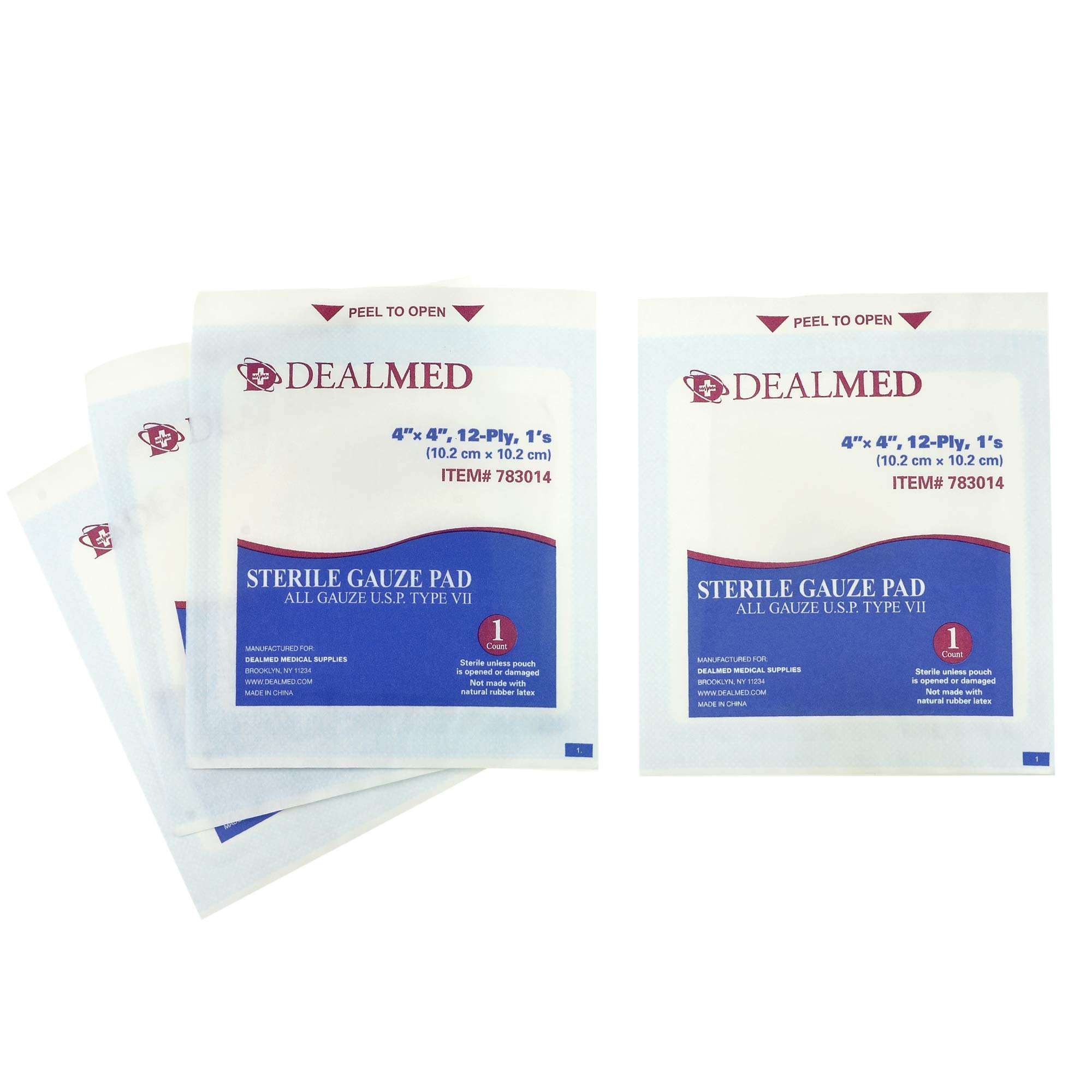 Dealmed Sterile Gauze Pads 100 Count, 4’’ x 4’’ Gauze Pads