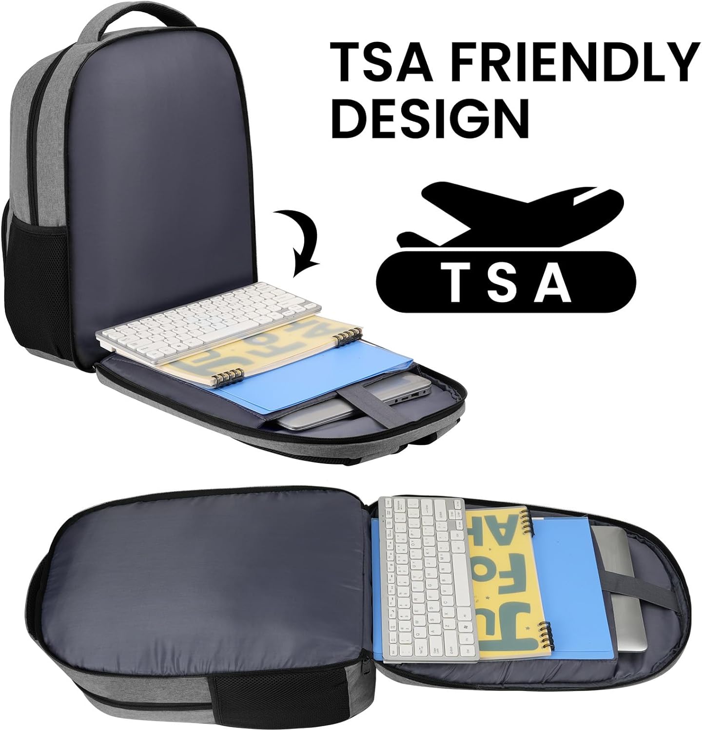BIKROD Backpack for Men and Women, School Backpacks Water Resistant Back Pack with USB Charging Port, TSA Travel Backpack, Business Anti Theft Sturdy Computer Bag Gifts Fits 17.3 Inch Laptop, Grey