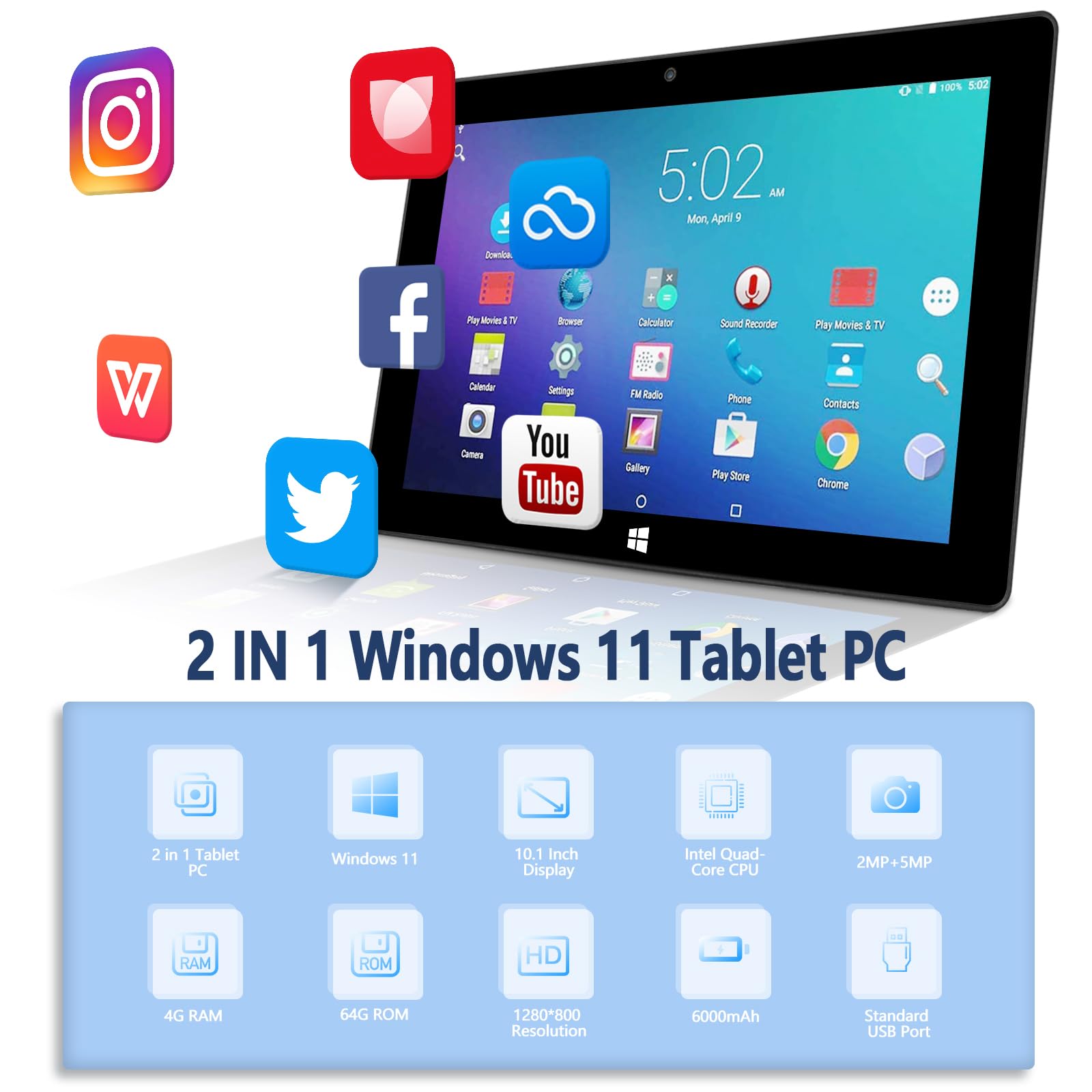Amazon.com : ZAOFEPU 10 Inch Windows Tablet with Win 11 Home