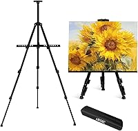 AROIC 17-66 Inch Adjustable Aluminum Art Easel Stand - Sturdy Tripod for Tabletop & Floor, Portable Canvas Display with Storage Bag for Artists