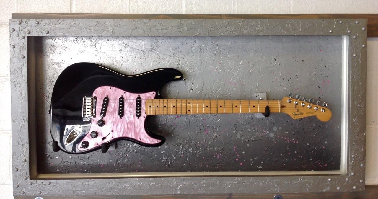 GFrames "Pink in Silver" horizontal Guitar Display Case- 48” Deluxe Guitar Frame w LED