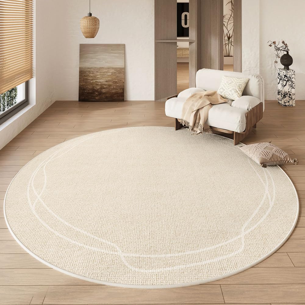 Tapis rond de chambre et grand tapis de salon 100x100 cm style crème moderne