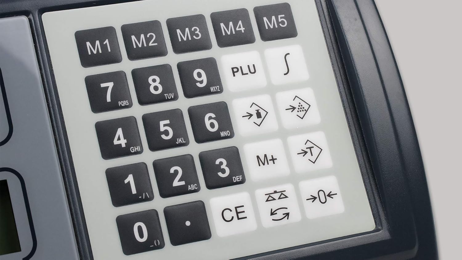 Close-up of the SOEHNLE PROFESSIONAL Counting Scale 9221's numeric keypad and function buttons, including M1-M5 and PLU.