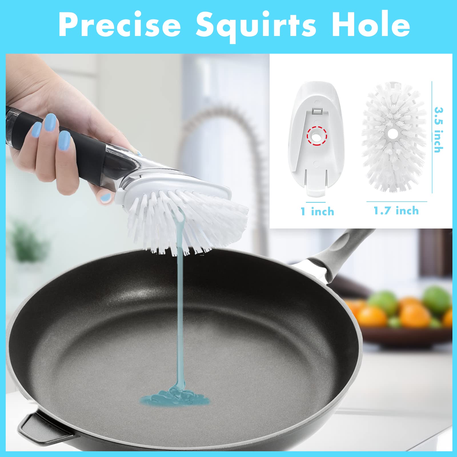 Ricarica per spazzola per piatti OXO, confezione da 4 ricariche per erogazione di sapone, testina di ricambio per spazzola per piatti, dispenser per pennelli per dispenser di sapone