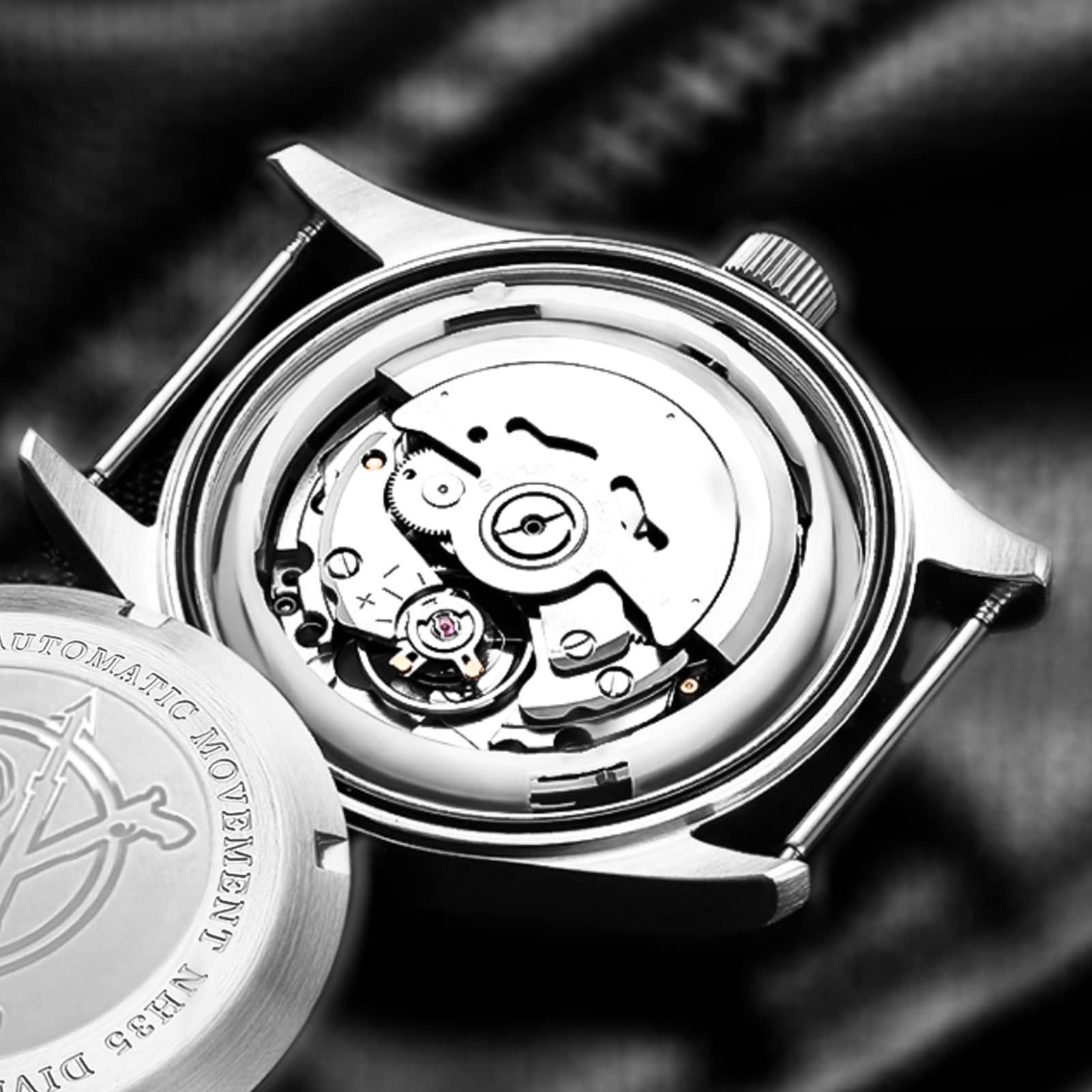ADDIEDIVE 39MM Orologio Automatico da Uomo Ripple Quadrante Solid Steel Band NH35a Movimento