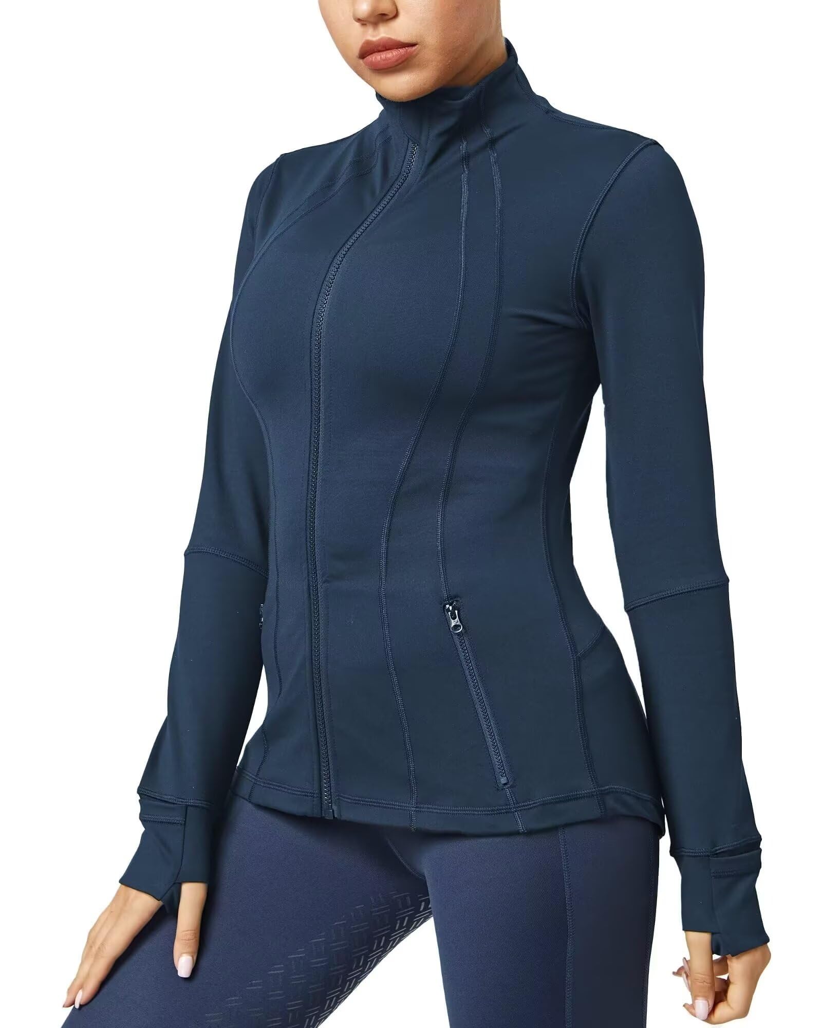 QUEENIEKE Women's Running Jacket Breathable Lightweight Sports Jacket Zipper Workout Jacket with Pocket for Yoga Fitness