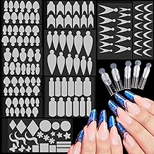 EBANKU 144 Pieces French Nail Form Stickers, Silicone Stencil Stickers for Dual Form Reusable Nail Stencils for Nails French Manicure