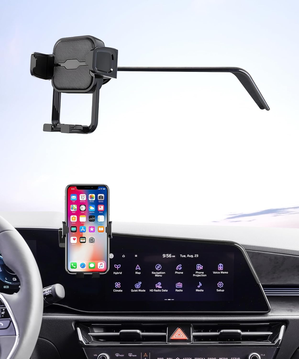 Car Phone Holder for 2023-2026 Kia NIRO/EV/Hybrid, 360° Rotation, 8/10.25 inch Screen Fixed Clip, Auto Accessories Navigation Bracket, Interior Decoration Mobile Phone Mount
