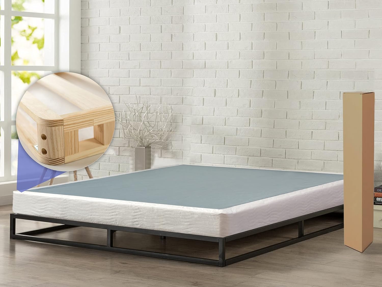 Greaton 5-Inch Easy Wood Box Spring With Simple Assembly, Queen, Beige : Home & Kitchen