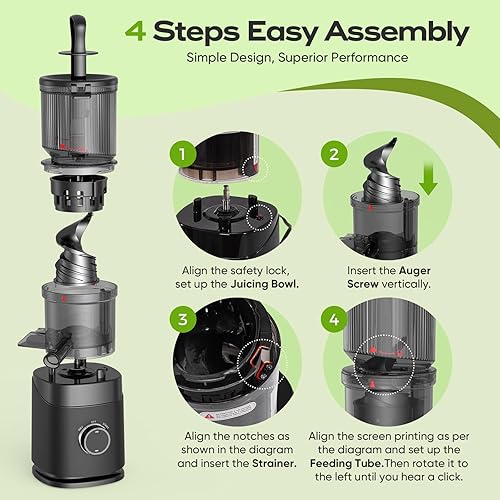 Miniatura 7 de Máquinas exprimidoras, máquina exprimidora de prensa en frío para frutas y verduras enteras, exprimidores de 150 vatios, alto rendimiento de jugo,