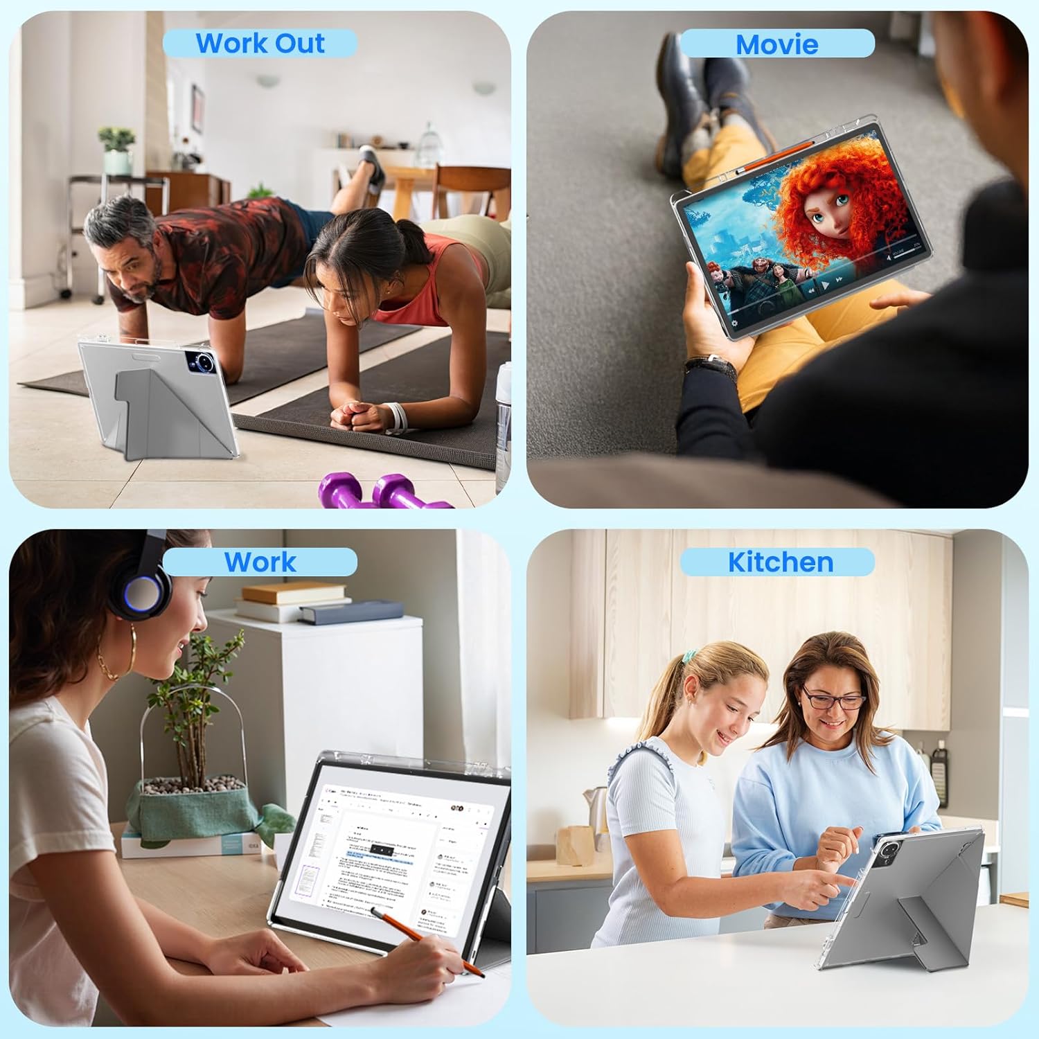 14 inch Large Screen Tablet, Android Tablet 16GB RAM 256GB ROM, 1920 * 1200 IPS FHD Display, Widevine L1, 10000mAh 18W Charging, Wi-Fi & Bluetooth, 4G LTE, with Stand Case & Stylus