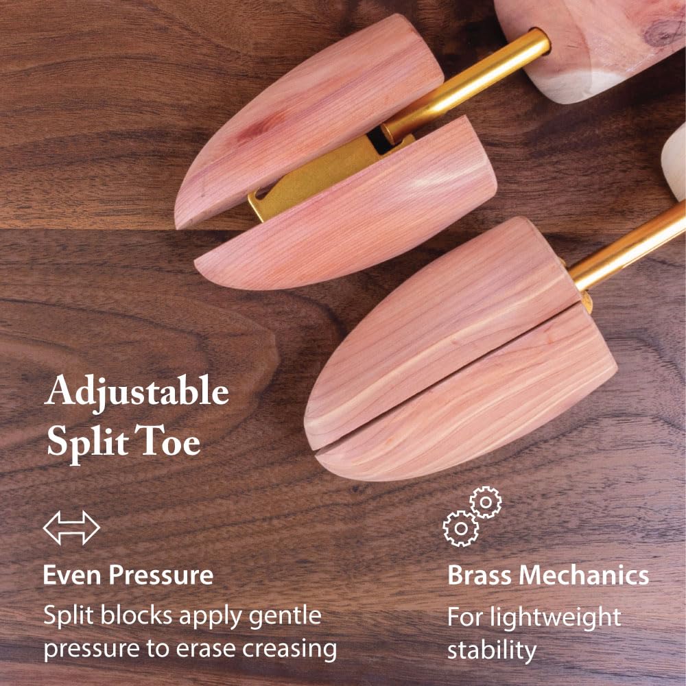 FootFitter Zedern-Stiefelbaum für Herren – verstellbare spaltete Zedernholz-Stiefelbäume, aus in den USA gewachsenem Zedernholz