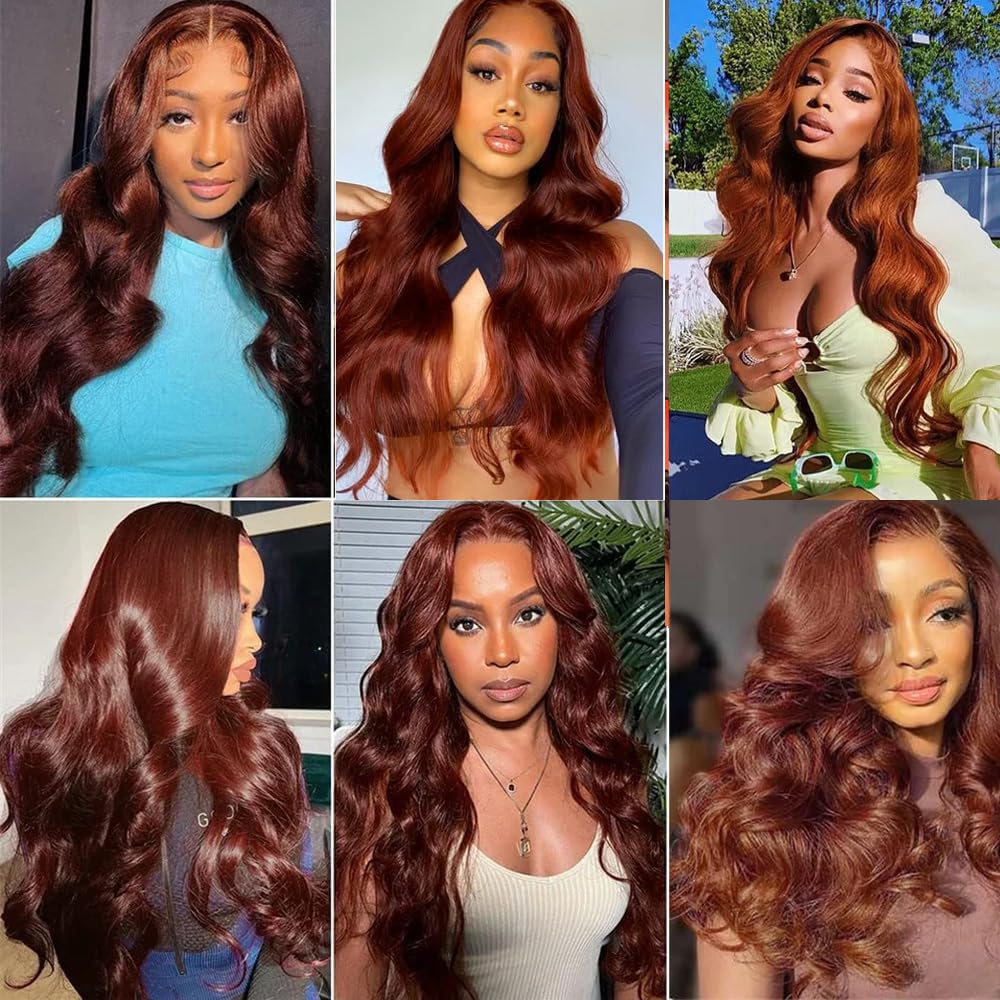 Human Hair Bundles Natural Color 3 Bundles 33# Body Wave Bundles 300g Human Hair Unprocessed Brazilian Virgin Quick Weave Human Hair Extensions(#33 Body Wave, 14 16 18)