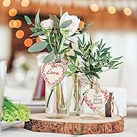 Vista 7 de 60 piezas de corazón de madera natural de 3 pulgadas para manualidades, rebanada de madera sin terminar, adornos de corazón de madera preperforados