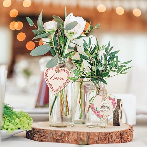 Miniatura 7 de 60 piezas de corazón de madera natural de 3 pulgadas para manualidades, rebanada de madera sin terminar, adornos de corazón de madera preperforados