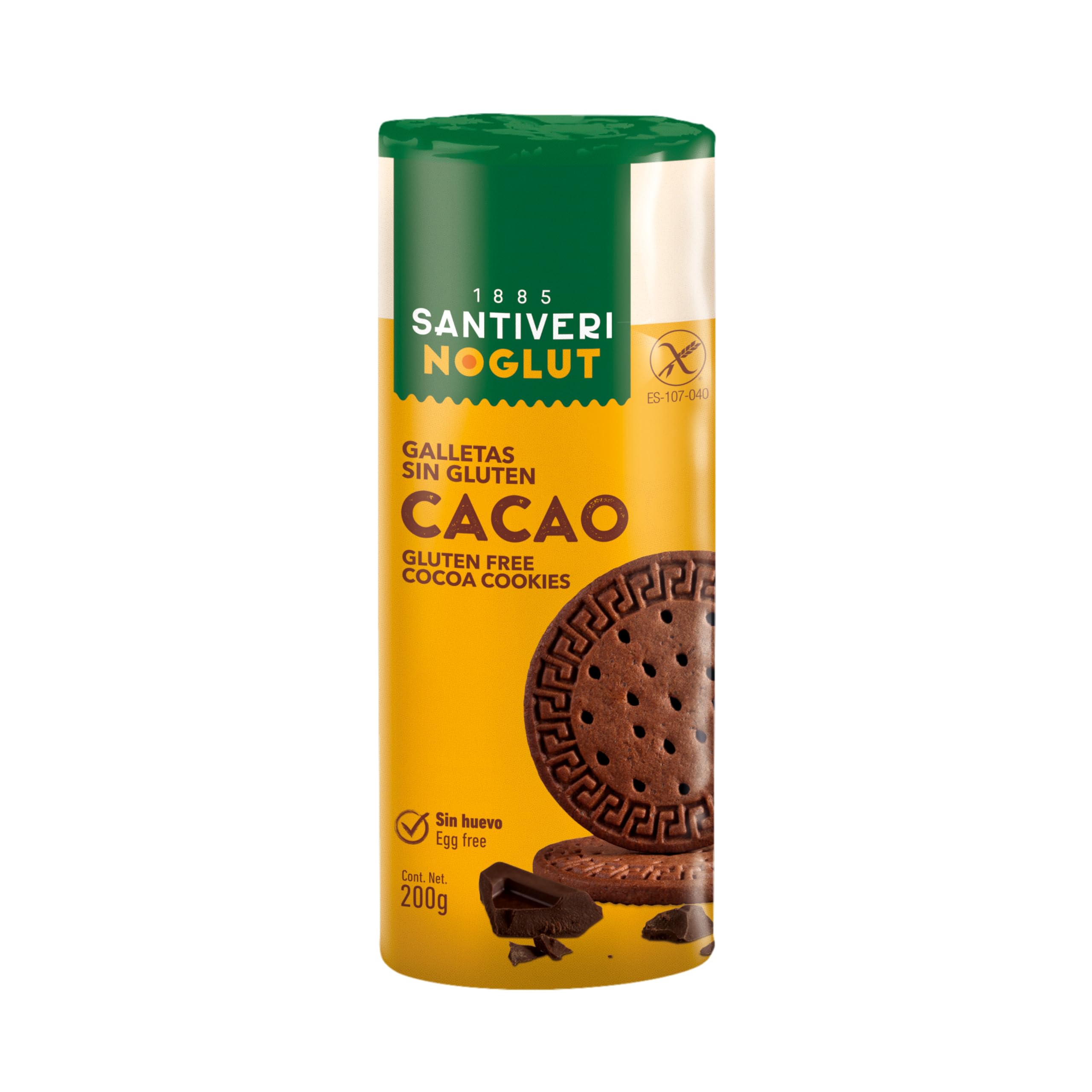 SANTIVERI Noglut Cacao Galletas Sin Gluten Altas en Fibra 200 g