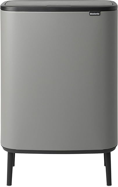 Brabantia Bo Touch Bin HI - 1 x 60 Litre Inner Bucket (Mineral Concrete Grey) Waste/Recycling Kitchen Bin