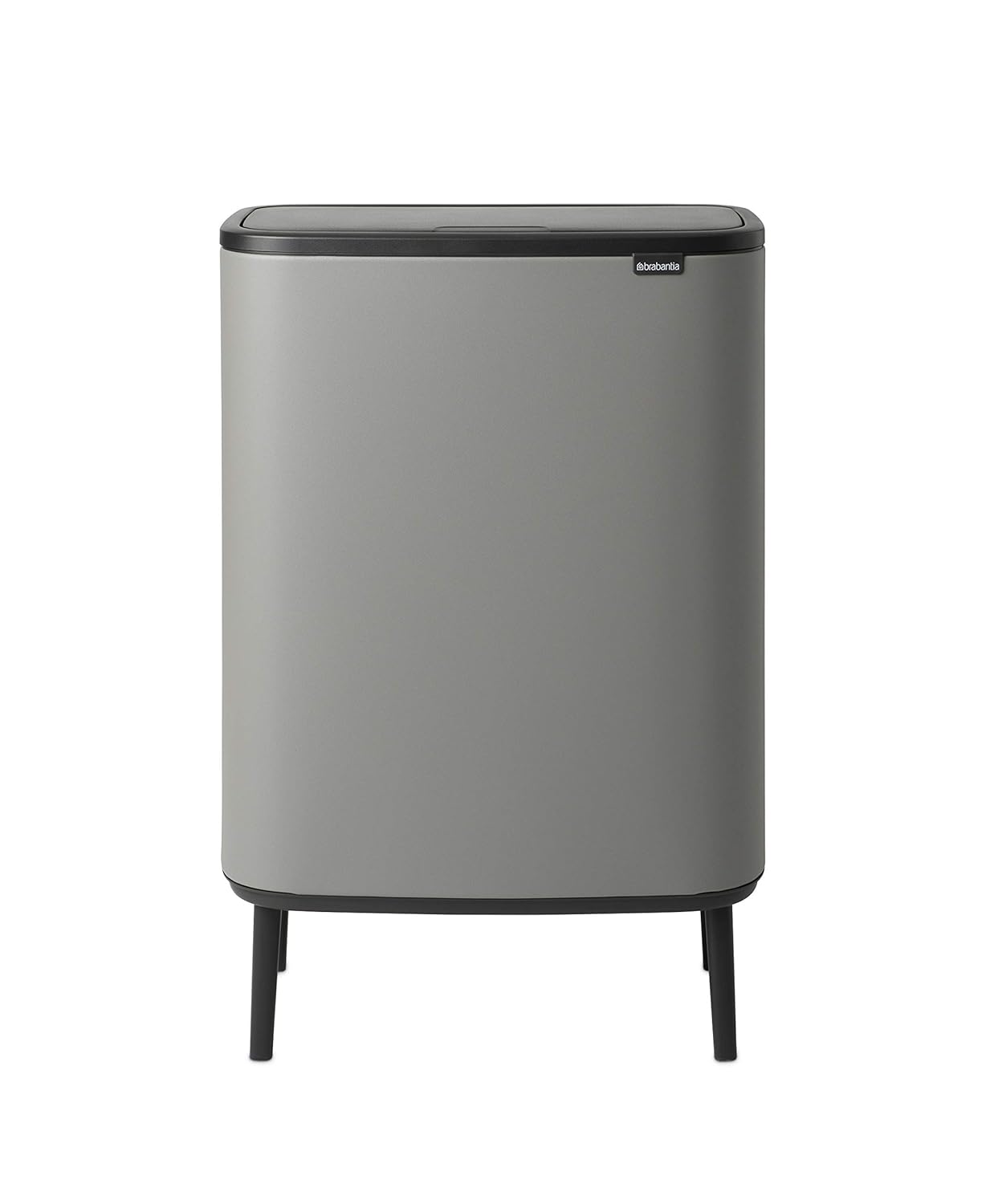 Brabantia Bo Hi Touch Top Trash Can - 16 Gal Inner Buckets Mineral Concrete Gray Waste Recycling Garbage