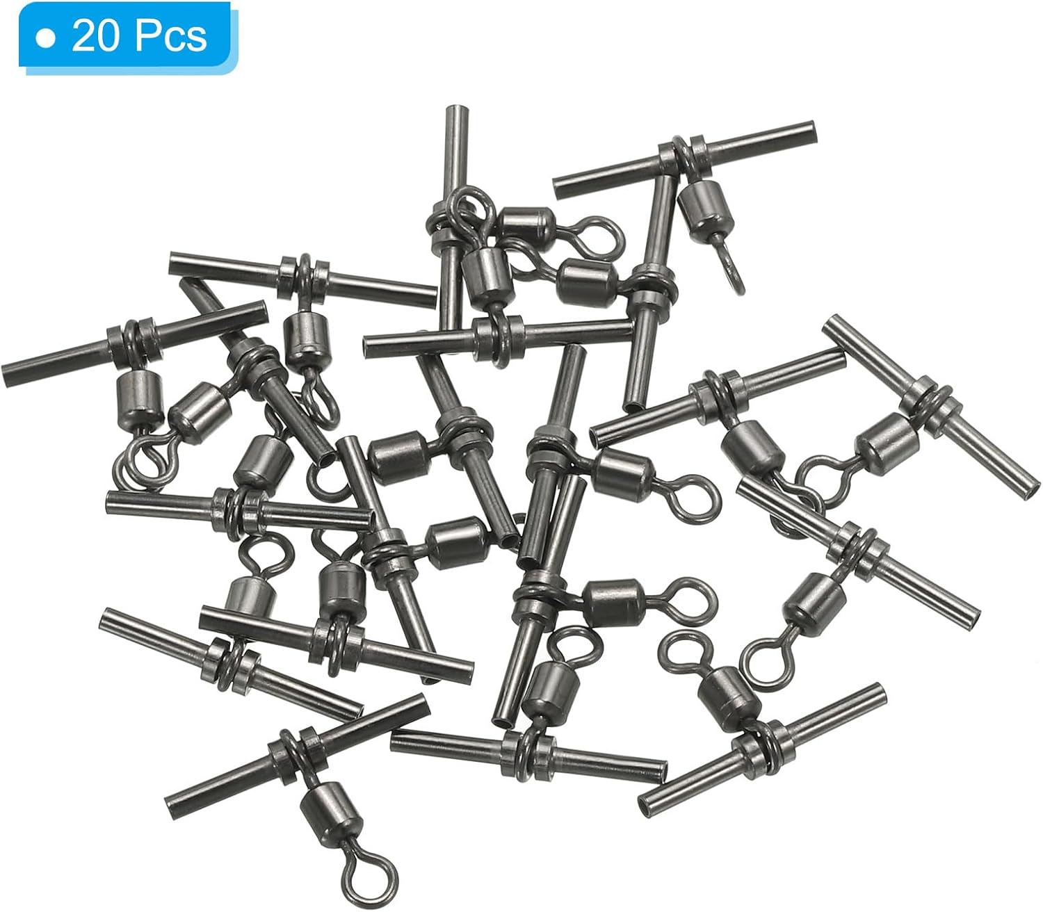 70Lbs Fishing Swivels, 20 Pack 3-Way T-Shape Brass Swivels Sleeve Fishing Tackle High Strength Cross Line Swivels for Rigs Freshwater Saltwater (5#)