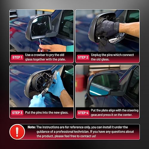 Miniatura 7 de BDFHYK Cristal de espejo compatible con VW 2012-2019 Beetle 2011-2018 Jetta 2012-2017 Passat con adhesivo de tamaño completo que reemplaza 5c6857522
