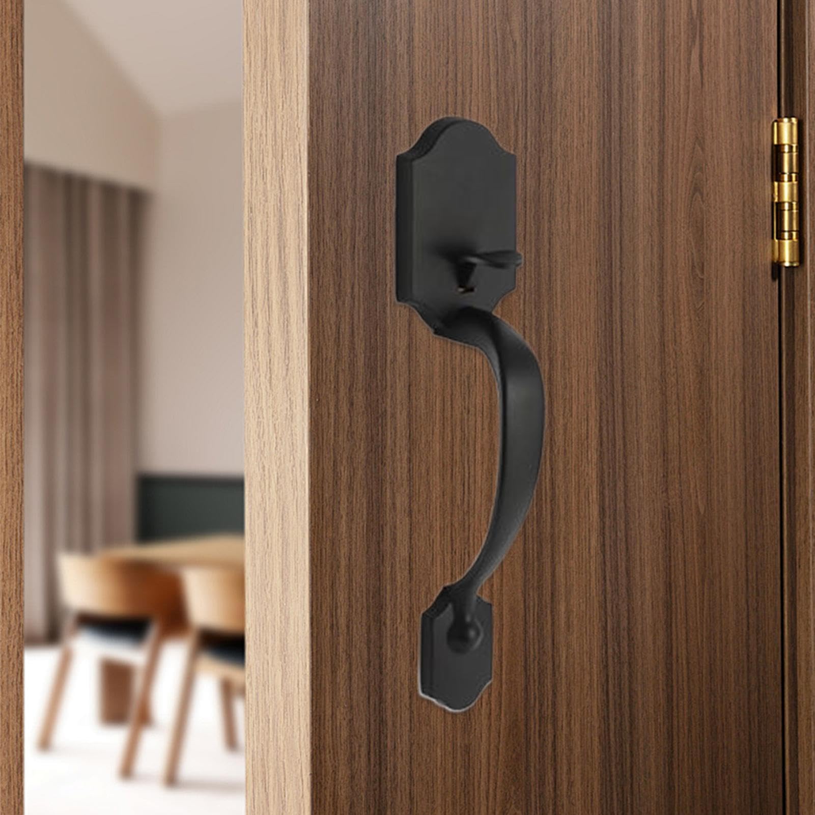Juego de pomo y cerradura puerta principal suministro de herrajes de | Manija En Aluminio Aleado Con Cerradura Para Entrada Exterior Jardín Patio Balcón Traspatio