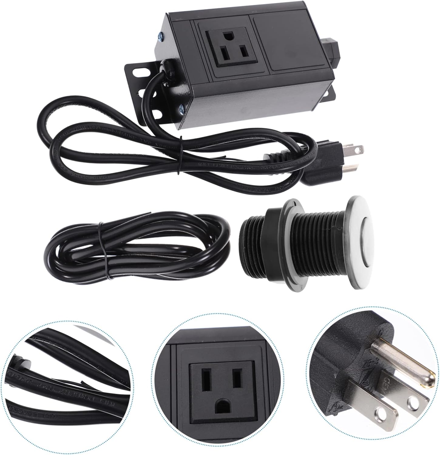 ORFOFE Garbage Disposal Air Switch Replacement for Air Disposal for Garbage Aluminum Alloy Module Us Plug