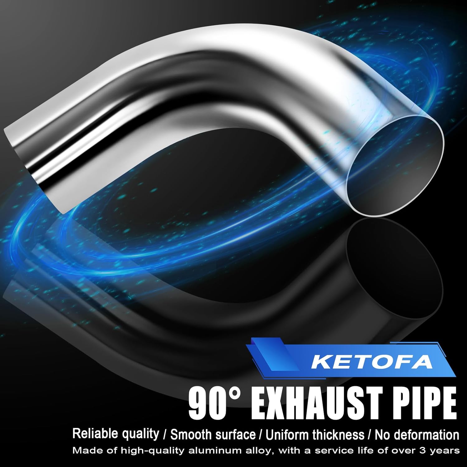 4 Inch 90 Degree Mandrel Exhaust Bend Elbow, OD 4" (102mm), Aluminized Alloy Air Intake Exhaust Pipe IntercoolerTube, Thick-walled 14GA/.078" Seamless Elbow, Brushed Finish- Ketofa