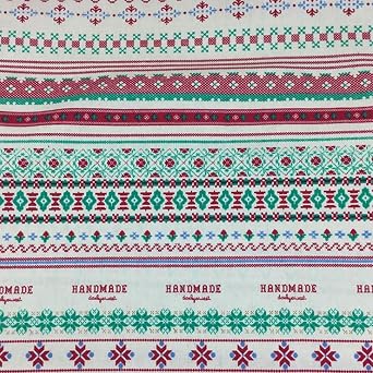 Sheicon Christmas Cotton Linen Fabric by the Yard 60 Inches Wide Printed Decorative Fabric for DIY Projects Tablecloth Making Color Bohemia Pink Size 1 Yard
