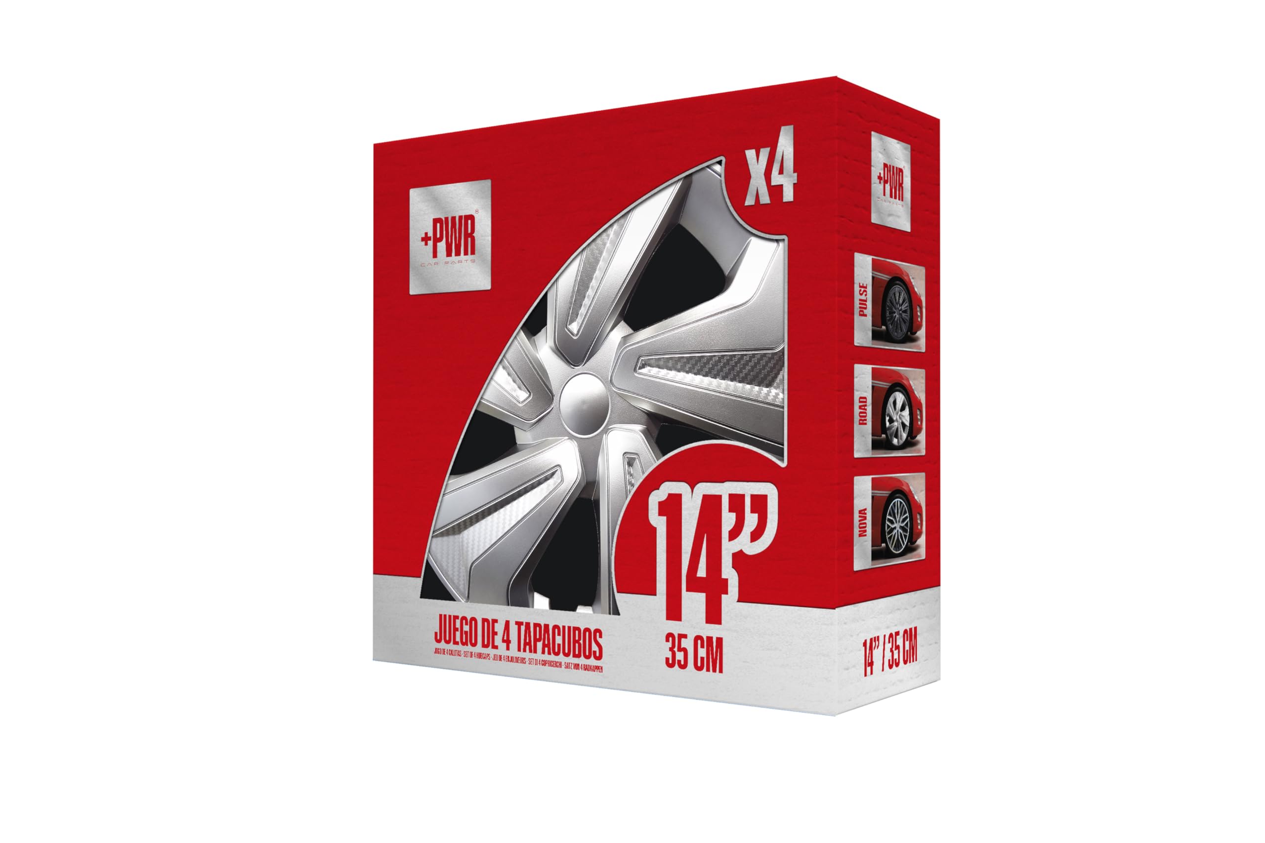 Enjoliveurs 14" Road Argent, Lot de 4 pièces, universels, ABS Haute résistance, Fixation par Pression, Design Moderne et Ventilation optimisée