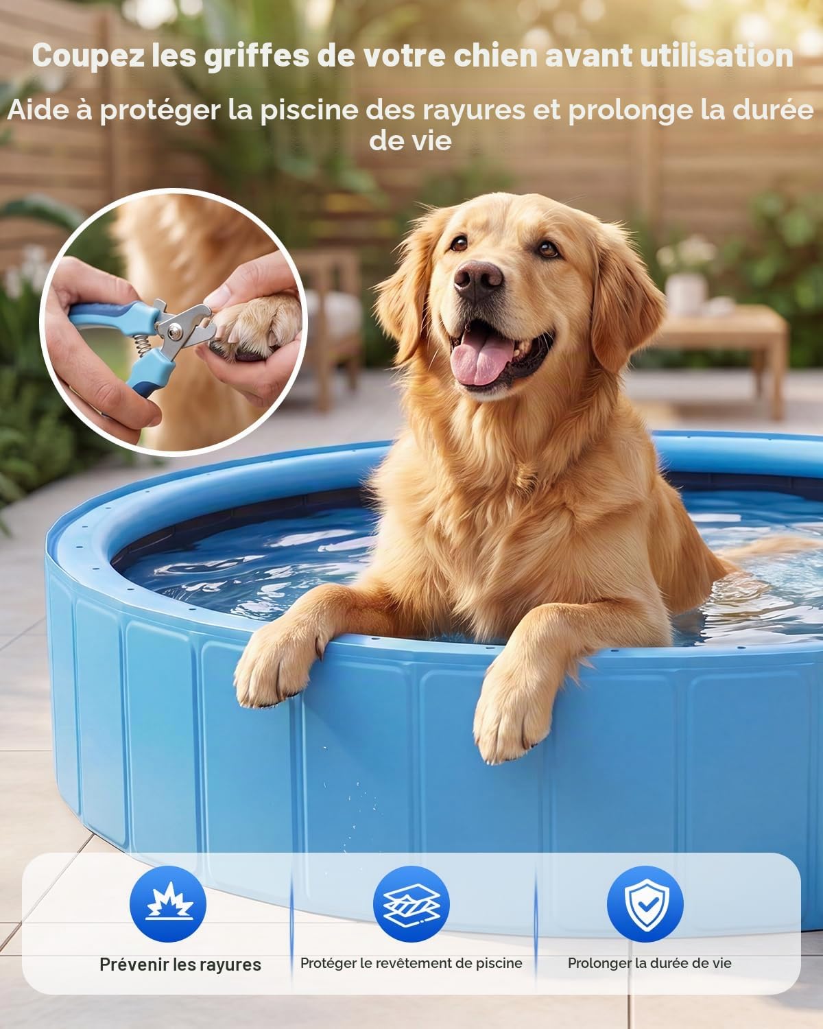 Piscine pour Chien Pliable avec Sprinkler, Grande Piscine Chien 160 cm Antidérapante en PVC avec Jet d’Eau pour Jardin et Extérieur