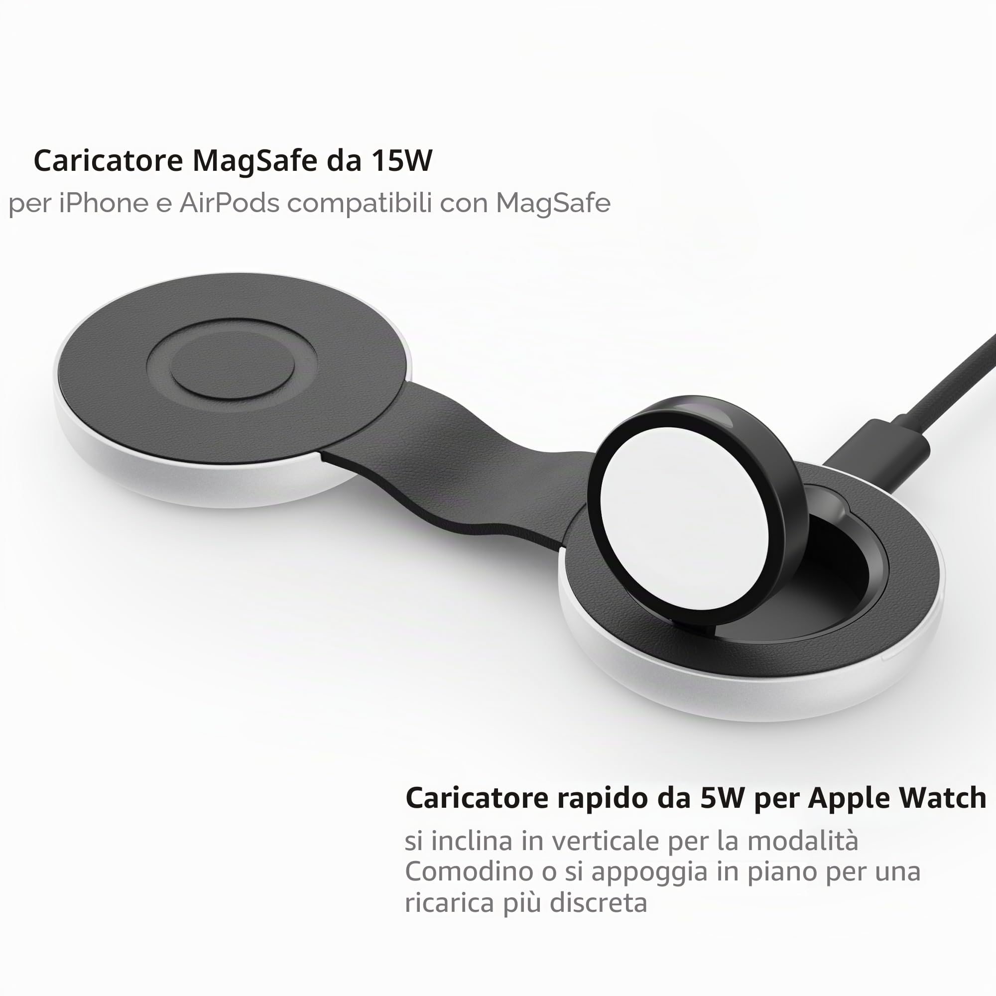 Twelve South Butterfly 2 in 1 Caricabatterie wireless compatto pieghevole con adattatore da viaggio, ricarica MagSafe Duo da 15 W per iPhone, Airpods e Apple Watch