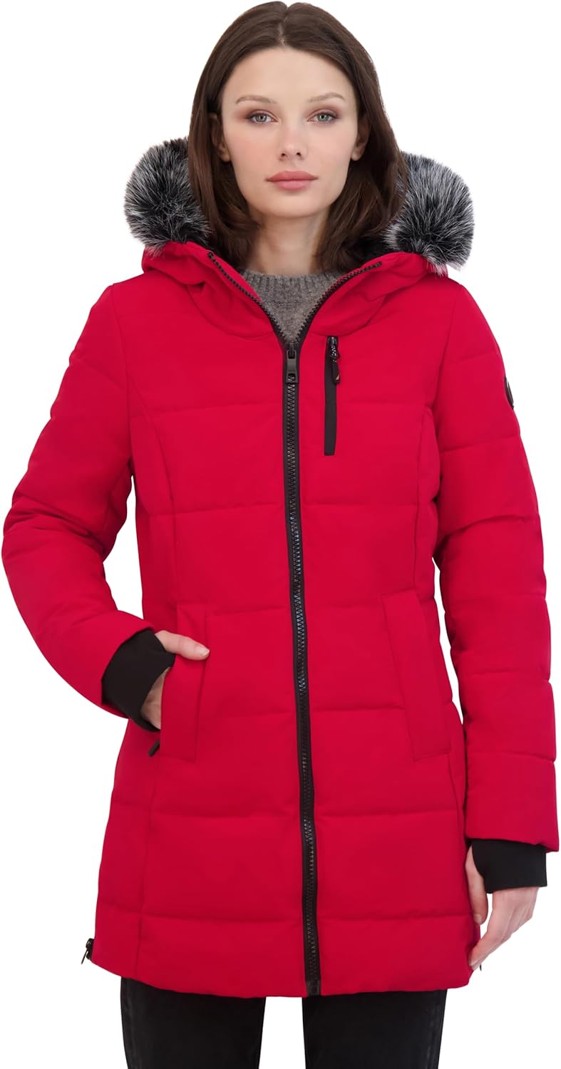 Nautica Women's Heavyweight Puffer Jacket-Faux Fur-Lined Hood Wind & Water-Resistant Winter Coat, Blue, Medium - Image 2