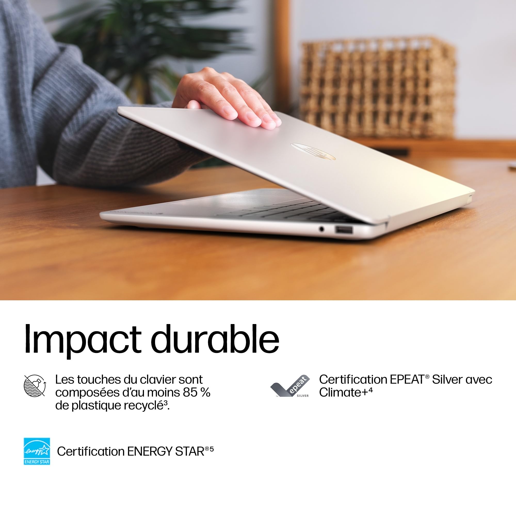 HP OmniBook 3 17-dp0001sfx Ordinateur Portable 17,3" HD+, PC Portable (AMD Ryzen 5 130, RAM 8 Go, SSD 512 Go, AMD Radeon 660M Graphics, Windows 11), Laptop Argent, Clavier AZERTY
