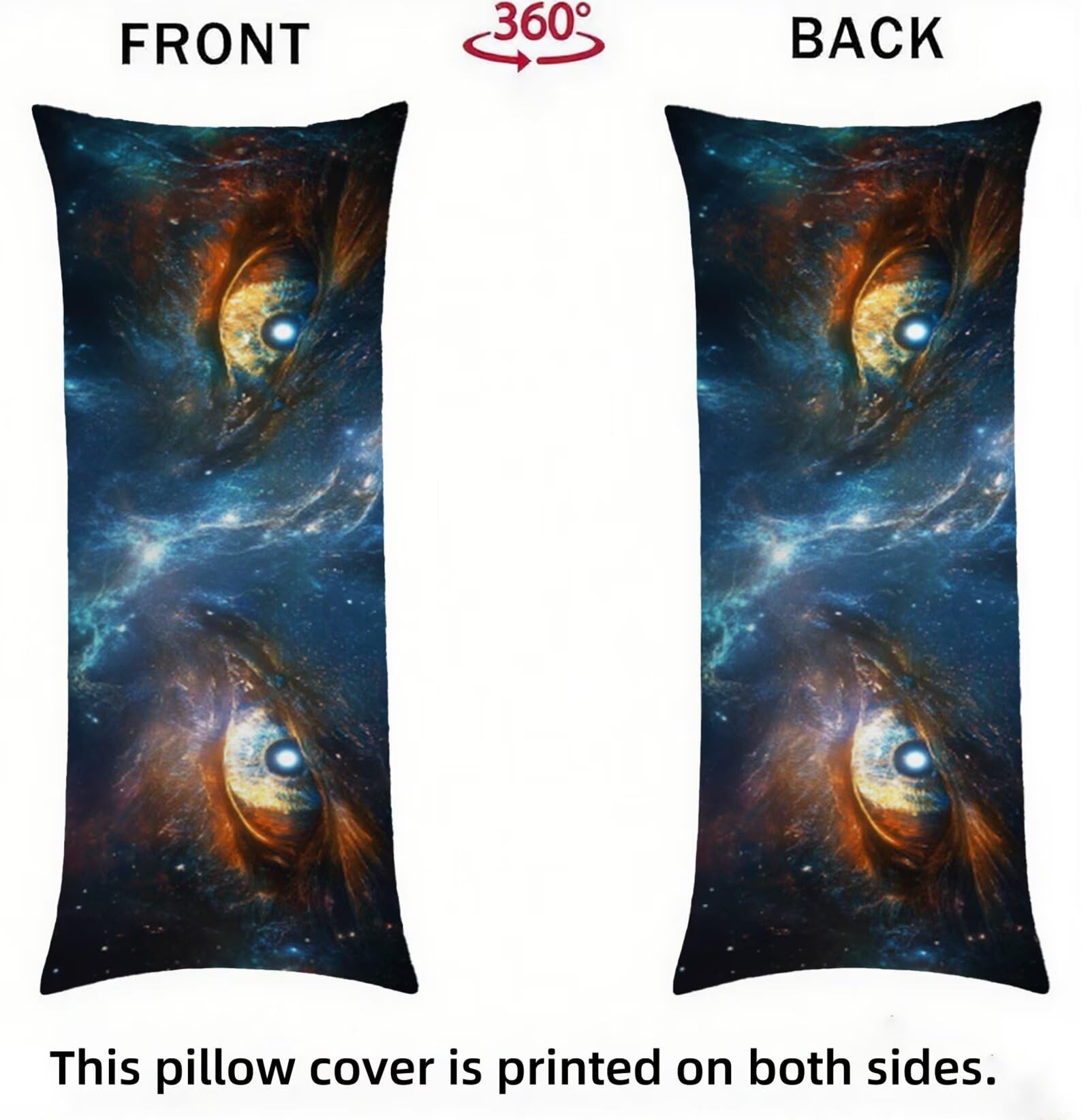 Seitenschläferkissen Bezug 60 x 180 cm Traum Seitenschläferkissen mit Unsichtbarem Reißverschluss, Samt Atmungsaktiv und Weich Schwangerschaftskissen Body Pillow Auge, für Deko Wohnzimmer Sofa R-3603