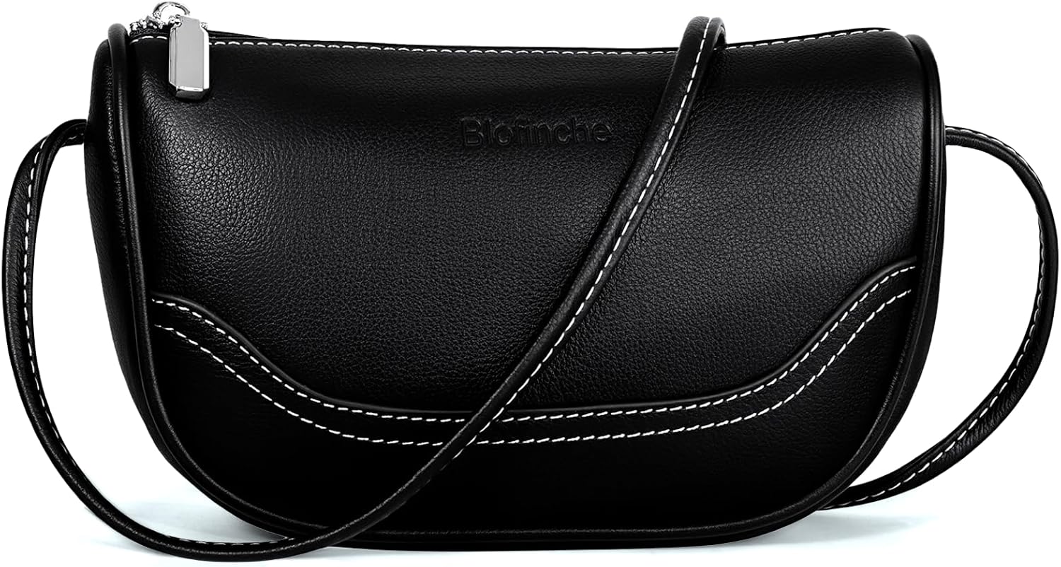 Genuine Leather Mini Crescent Bag for Women, Small Crossbody Hobo Purse for Evening Out & Shopping, Lightweight and Compact