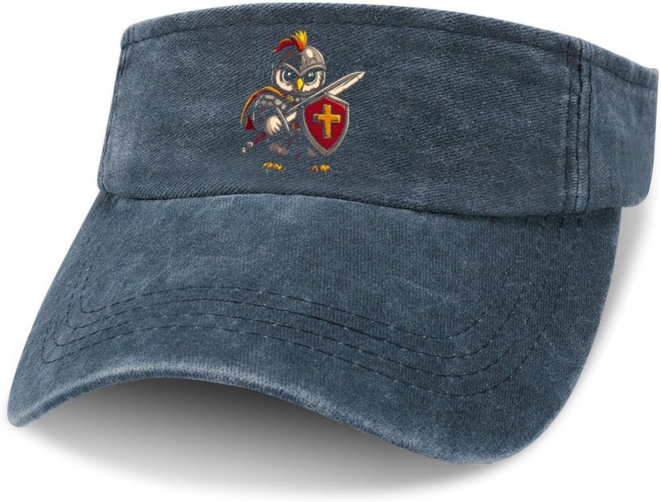 Owl Knightes Sport Sun Visor Hats for Women Men Empty Top Baseball Cap Adjustable Denim Hat