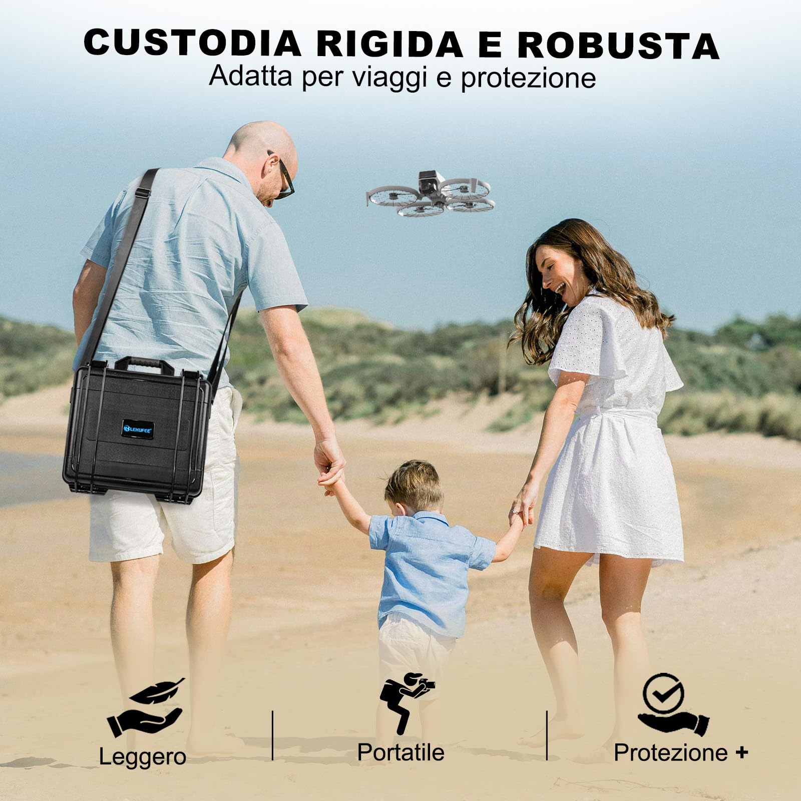 LEKUFEE Custodia Rigida Impermeabile per DJI Flip Drone(DJI RC N3),Combo Fly More, Batteria (9 pezzi), Hub di ricarica e altri accessori (solo valigia)