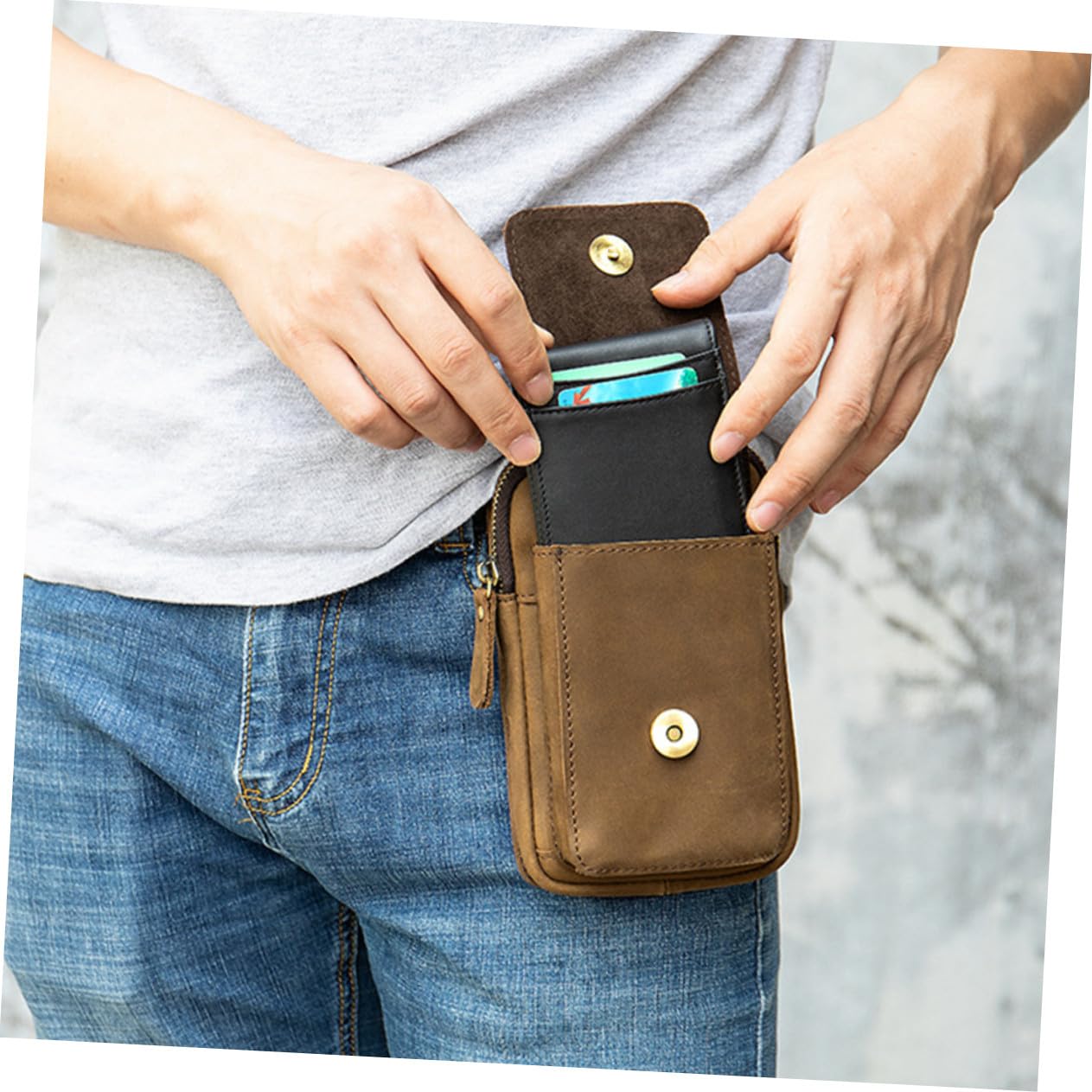 Didiseaon Étui Ceinture Téléphone Portable Multifonction avec Anneau Porte-clé Pochette Outdoor Résistante pour Randonnée Camping Voyage et Activités Extérieures