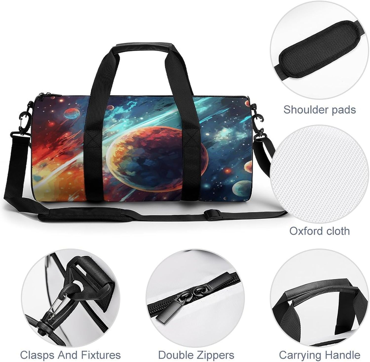 Painted Outer Space Sport Gym Duffle Travel Bag for Women Men Overnight Weekender Bag with Shoe Compartment,Wet Pocket
