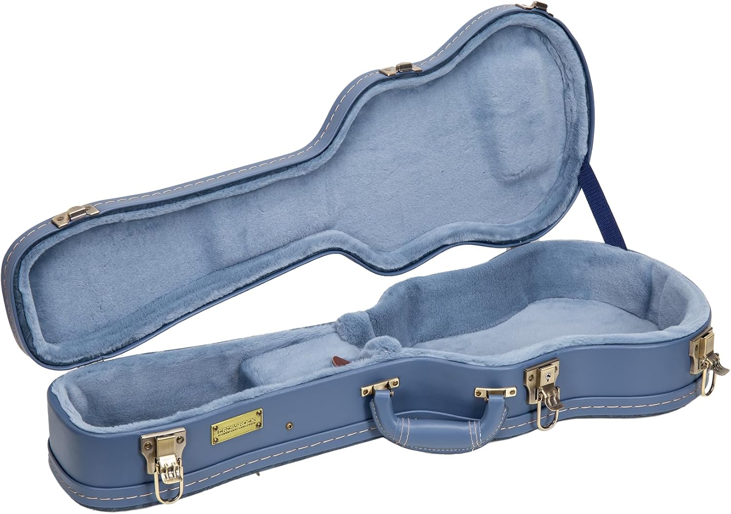 Crossrock Relief Series Tenor Ukulele Case for 27'' Large Body | Carved Smoke Blue Finish, Monochrome Blue Velvet Interior, Lock (CRW630TUSB)