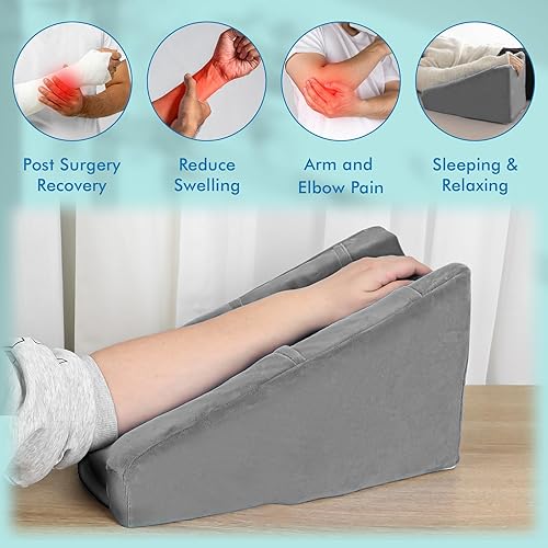 Miniatura 5 de Almohada de elevación de brazo con 2 bolsillos, almohada de elevación de cuña de brazo excelente, almohada ergonómica de apoyo para codo para