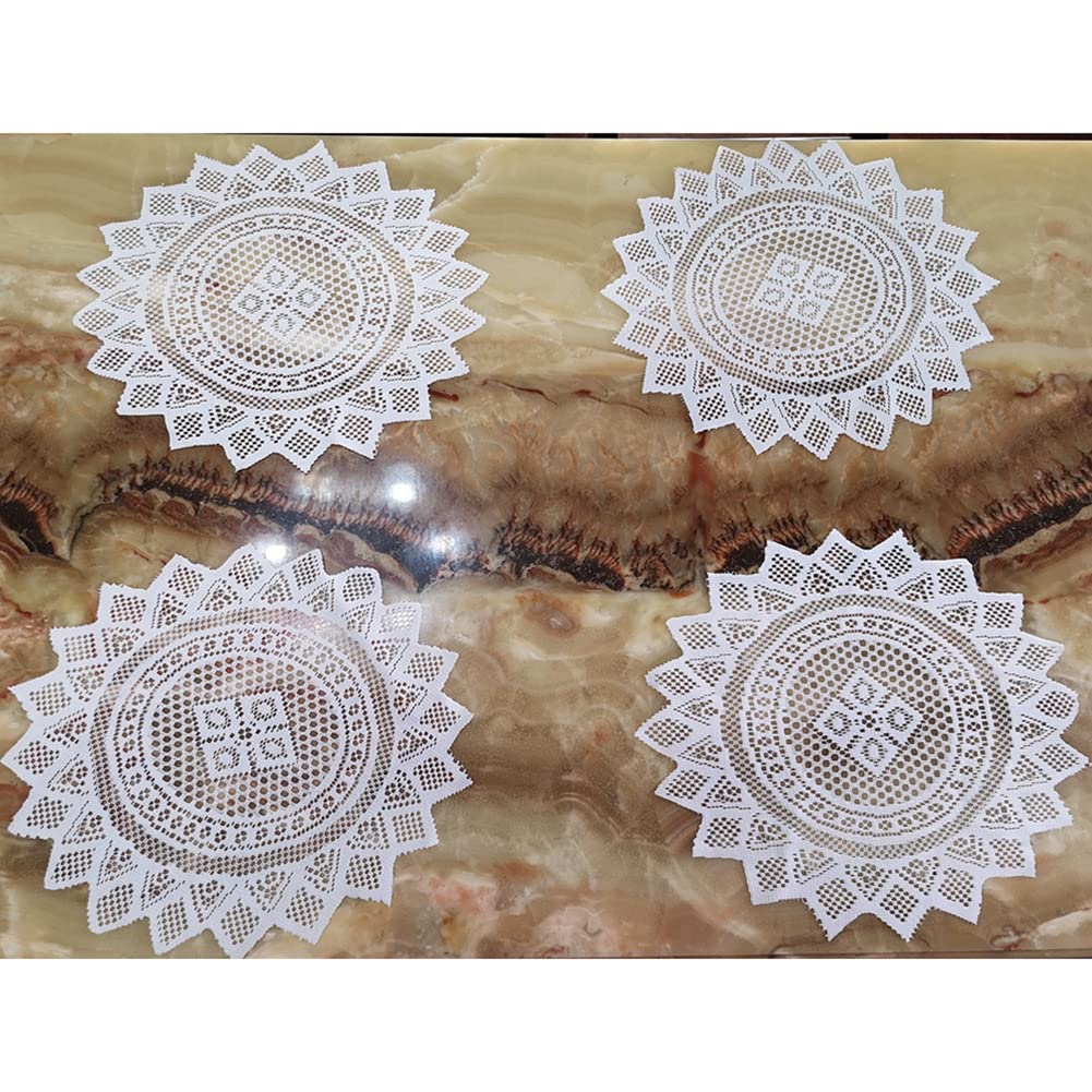 Fridja Nappe En Dentelle Ronde Blanche Avec Motif Floral Rose Élégante Pour Table à Manger