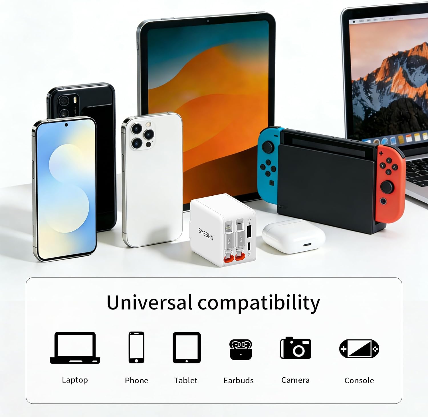 4-in-1 Retractable Wall Charger 45W USB C iPhone Charger with Dual Cables for Multiple Devices Foldable Plug Charger Block for iPhone 17/16/15/14/iPad/Galaxy/Pixel/AirPods thumbnail