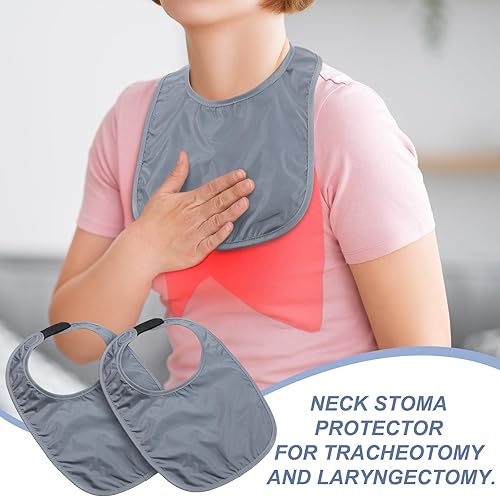 Miniatura 10 de Oudain 3 piezas de cubierta de ducha de traqueotomía impermeable laringectomía estoma cubre cuello protector protector estoma transpirable ajustable