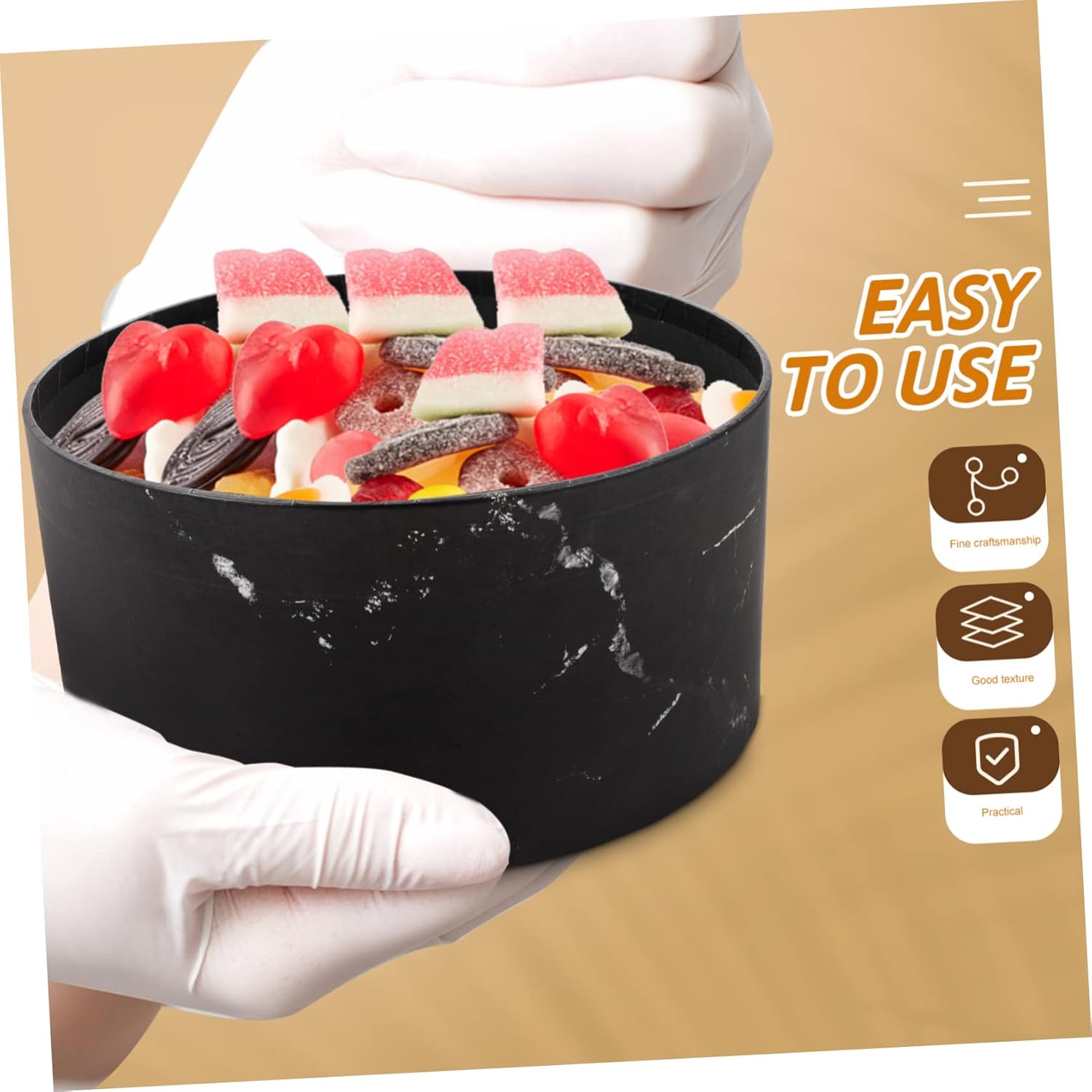 MOLUCKFU 3pcs Marble Patterned Candy Storage Boxes Wrapping Cases for Treats Lightweight Design for Parties and Special Occasions