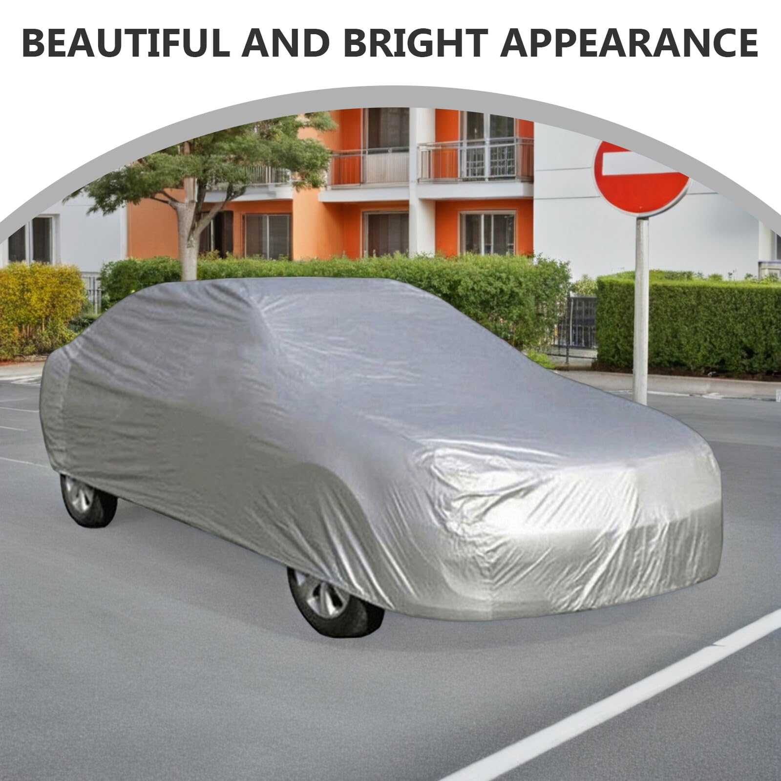 Copertura Auto in Peva per Vacanze Estive, Protezione Sole e Umidità per Esterno, Copertura Auto Argento Taglia M