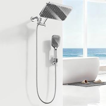 XXL 12.2" Rain Shower Head with Handheld Spray, High Pressure Combo