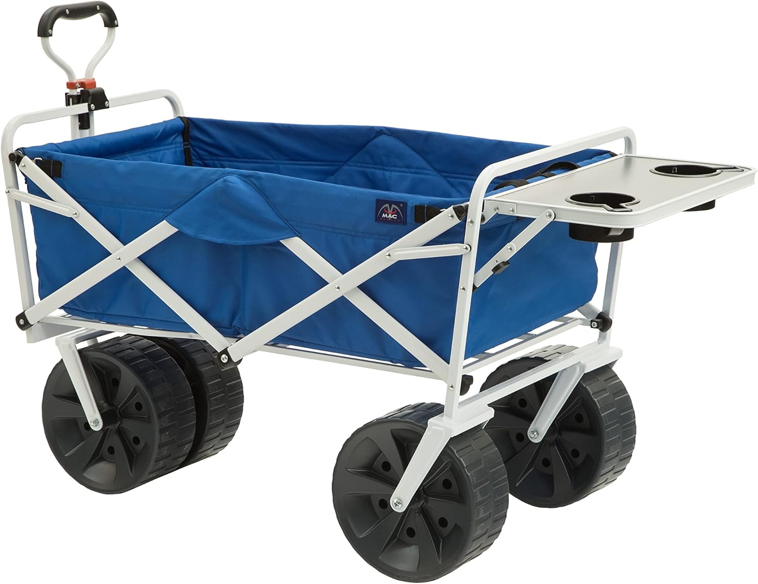 MacSports All Terrain Beach Wagon with Side Table|Heavy Duty Collapsible Folding Cart with Large Wheels for Beach Day