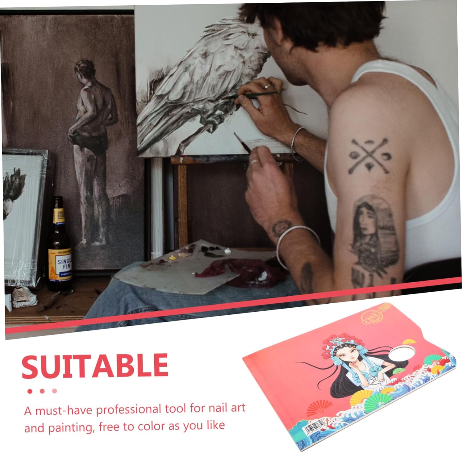 SHINEOFI Artist Mixing Paper Palette Double-Sided Watercolor Mixing Trays for Acrylic and Gouache Multi-Functional Painting Tools